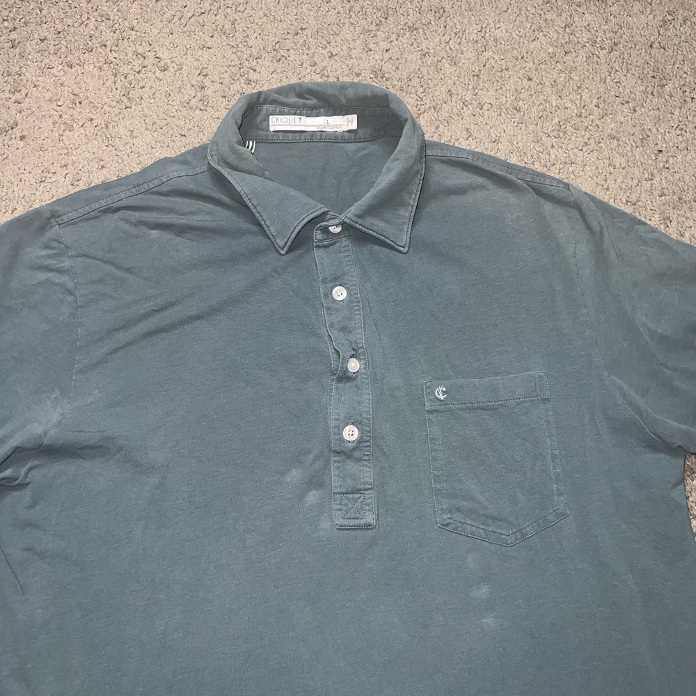 Criquet Polo Shirt Mens Large Green Pocket Golf Performance Stretch Tennis